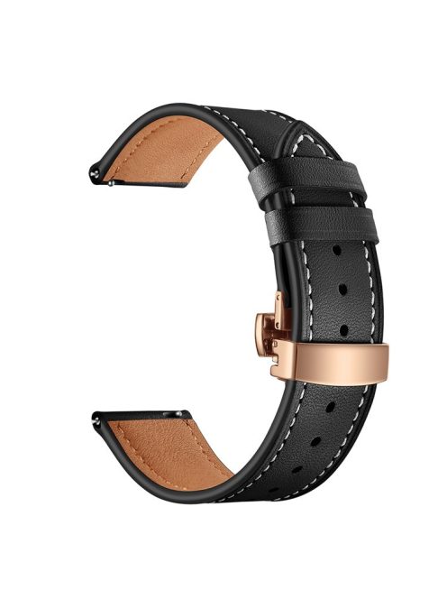 20mm Top-layer Cowhide Leather Genuine Leather Watch Strap Replacement for Garmin Vivoactive 3 / Vivomove HR - Rose Gold+Black