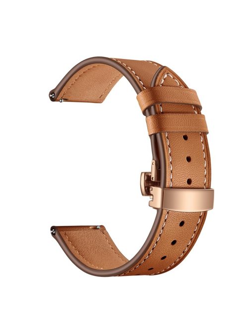 20mm Top-layer Cowhide Leather Genuine Leather Watch Strap Replacement for Garmin Vivoactive 3 / Vivomove HR - Rose Gold+Brown