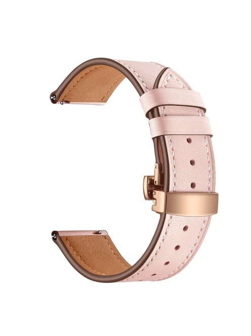 20mm Top-layer Cowhide Leather Genuine Leather Watch Strap Replacement for Garmin Vivoactive 3 / Vivomove HR - Rose Gold+Pink