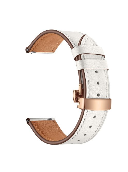 20mm Top-layer Cowhide Leather Genuine Leather Watch Strap Replacement for Garmin Vivoactive 3 / Vivomove HR - Rose Gold+White