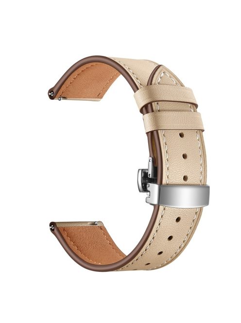 20mm Top-layer Cowhide Leather Genuine Leather Watch Strap Replacement for Garmin Vivoactive 3 / Vivomove HR - Silver+Apricot