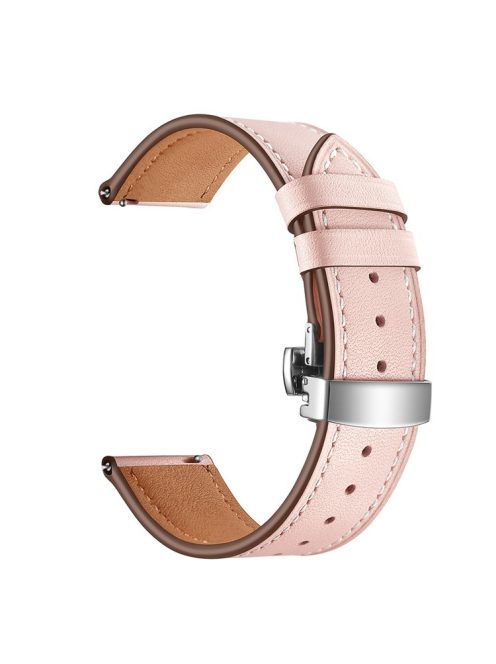 20mm Top-layer Cowhide Leather Genuine Leather Watch Strap Replacement for Garmin Vivoactive 3 / Vivomove HR - Silver+Pink