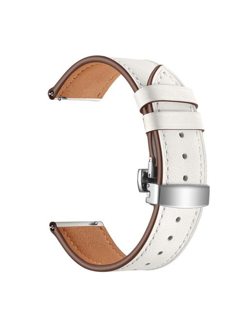 20mm Top-layer Cowhide Leather Genuine Leather Watch Strap Replacement for Garmin Vivoactive 3 / Vivomove HR - Silver+White