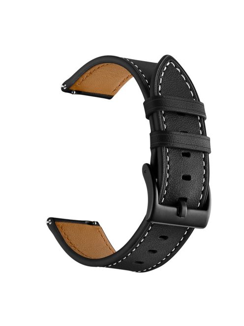 20mm Top-layer Genuine Leather Watch Strap Replacement for Garmin Vivoactive 3/Vivomove HR - Black