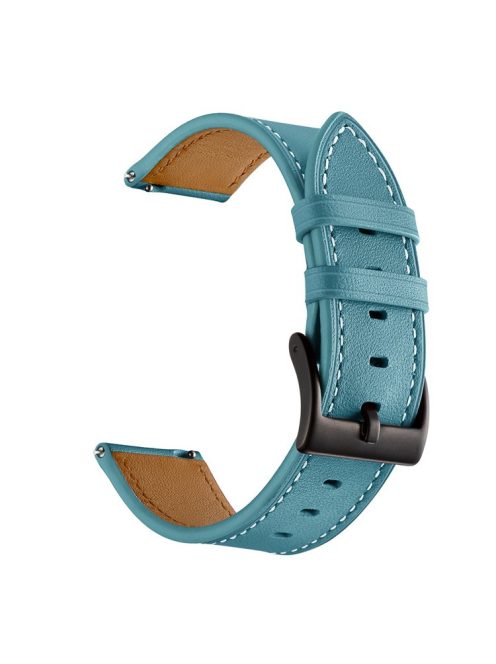 20mm Top-layer Genuine Leather Watch Strap Replacement for Garmin Vivoactive 3/Vivomove HR - Blue