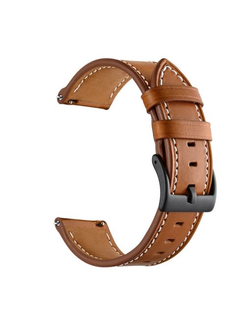 20mm Top-layer Genuine Leather Watch Strap Replacement for Garmin Vivoactive 3/Vivomove HR - Brown