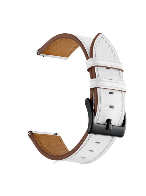 20mm Top-layer Genuine Leather Watch Strap Replacement for Garmin Vivoactive 3/Vivomove HR - White