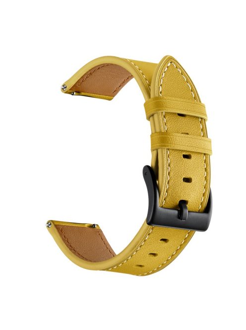 20mm Top-layer Genuine Leather Watch Strap Replacement for Garmin Vivoactive 3/Vivomove HR - Yellow