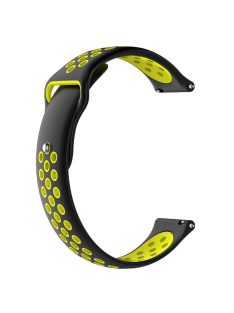   20mm Two-color Silicone Wrist Strap for Garmin Venu/Polar Pacer Pro - Black / Yellowgreen