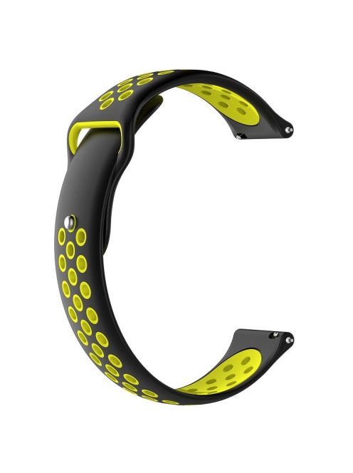 20mm Two-color Silicone Wrist Strap for Garmin Venu/Polar Pacer Pro - Black / Yellowgreen