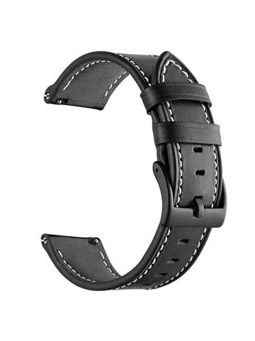 20mm Watch Band for Garmin Venu / Sq / Sq 2 / 2 Plus , Genuine Cow Leather Replacement Straps - Black