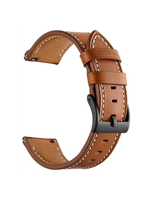 20mm Watch Band for Garmin Venu / Sq / Sq 2 / 2 Plus , Genuine Cow Leather Replacement Straps - Brown