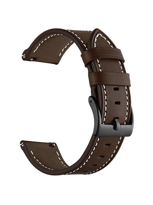 20mm Watch Band for Garmin Venu / Sq / Sq 2 / 2 Plus , Genuine Cow Leather Replacement Straps - Coffee