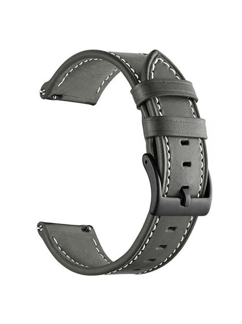 20mm Watch Band for Garmin Venu / Sq / Sq 2 / 2 Plus , Genuine Cow Leather Replacement Straps - Grey