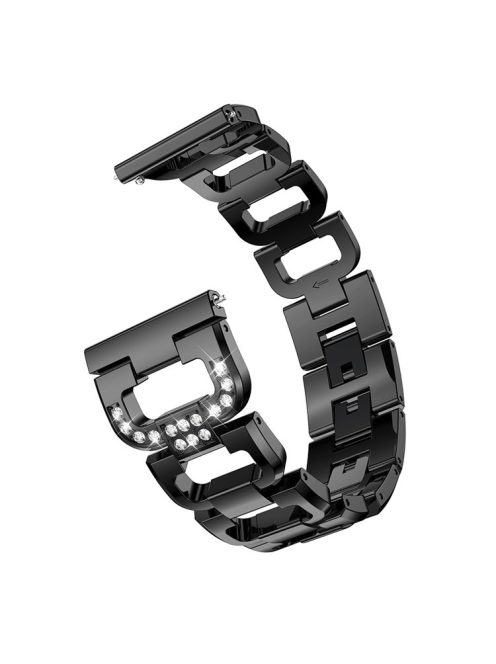 20mm X-shape Rhinestone Decor Alloy Smart Watch Band Strap for Garmin Forerunner 245 - Black