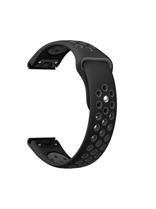 22mm Dual Color Quick Fix Silicone Smart Watch Band for Garmin Forerunner 935/Quatix 5/Fenix 5/Fenix 5 plus/Approach S60 - Black/Grey Hole