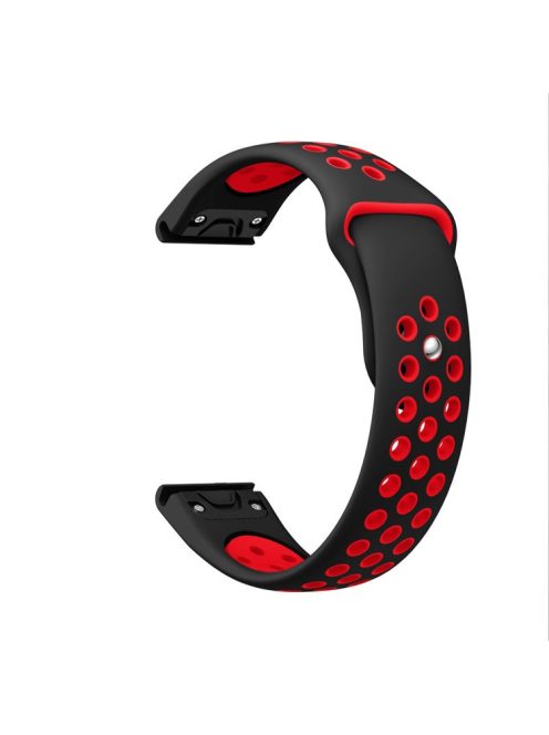 22mm Dual Color Quick Fix Silicone Smart Watch Band for Garmin Forerunner 935/Quatix 5/Fenix 5/Fenix 5 plus/Approach S60 - Black/Red Hole