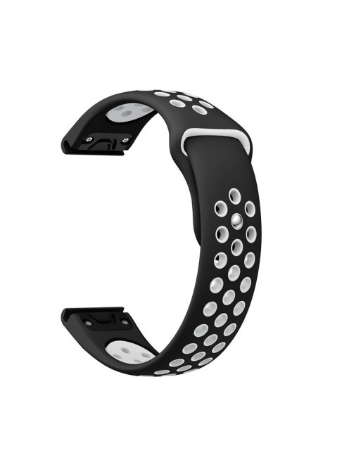 22mm Dual Color Quick Fix Silicone Smart Watch Band for Garmin Forerunner 935/Quatix 5/Fenix 5/Fenix 5 plus/Approach S60 - Black/White Hole