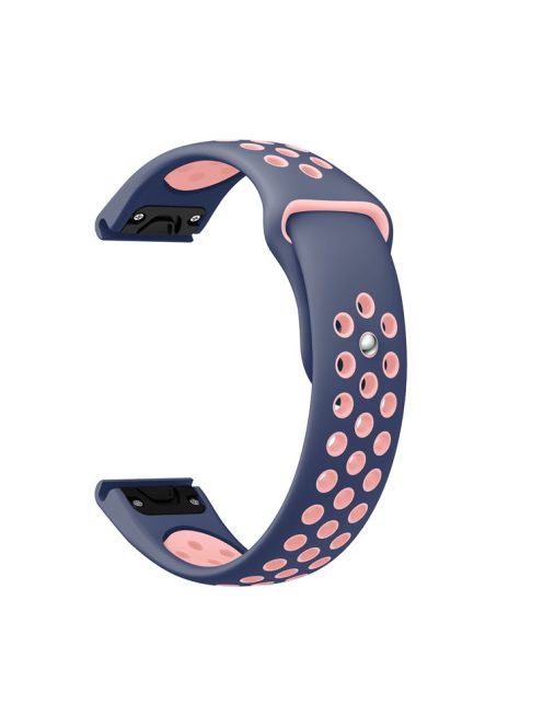 22mm Dual Color Quick Fix Silicone Smart Watch Band for Garmin Forerunner 935/Quatix 5/Fenix 5/Fenix 5 plus/Approach S60 - Blue/Pink Hole