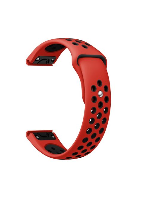 22mm Dual Color Quick Fix Silicone Smart Watch Band for Garmin Forerunner 935/Quatix 5/Fenix 5/Fenix 5 plus/Approach S60 - Red/Black Hole