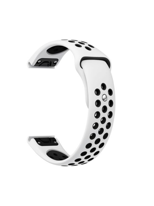 22mm Dual Color Quick Fix Silicone Smart Watch Band for Garmin Forerunner 935/Quatix 5/Fenix 5/Fenix 5 plus/Approach S60 - White/Black Hole