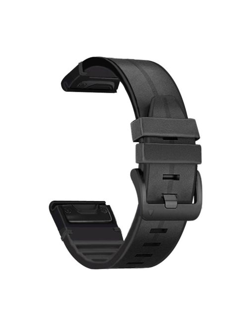 22MM PU Leather Surface+Silicone Smart Watch Band Strap for Garmin Watch - Black