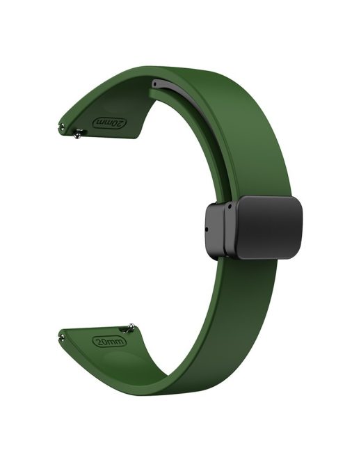 22mm Silicone Bands for Garmin Forerunner 265 / 255 / Vivoactive 4 / Venu 2 , Sport Watch Strap with Black Magnetic Folding Buckle - Army Green