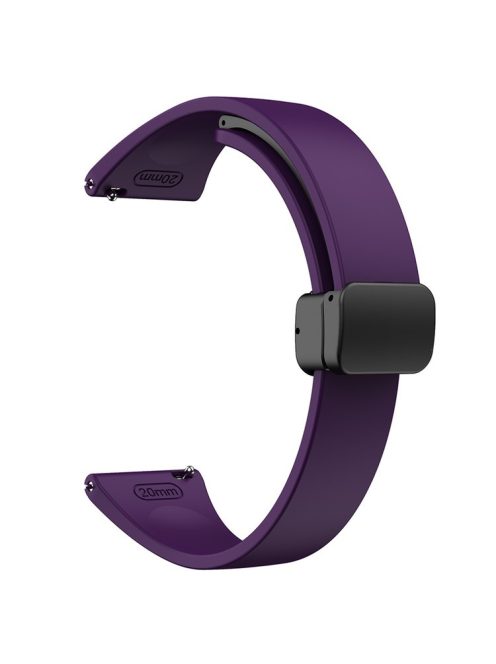 22mm Silicone Bands for Garmin Forerunner 265 / 255 / Vivoactive 4 / Venu 2 , Sport Watch Strap with Black Magnetic Folding Buckle - Dark Purple