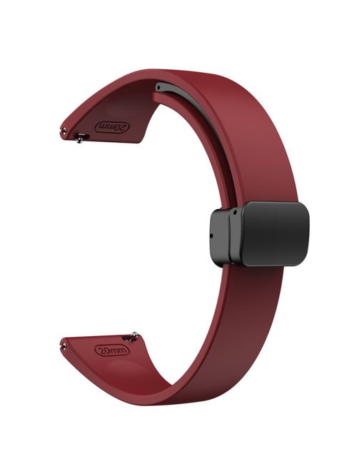 22mm Silicone Bands for Garmin Forerunner 265 / 255 / Vivoactive 4 / Venu 2 , Sport Watch Strap with Black Magnetic Folding Buckle - Wine Red