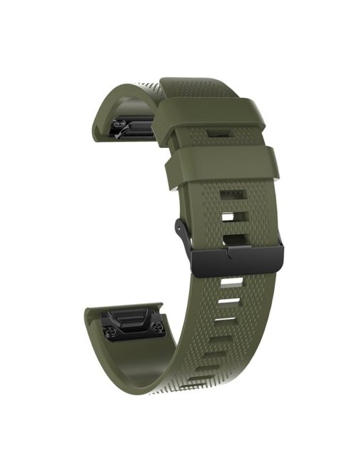 22mm Soft Textured Silicone Watch Band Wrist Bracelet for Garmin Fenix 5 / 5 Plus with Black Buckle - Army Green