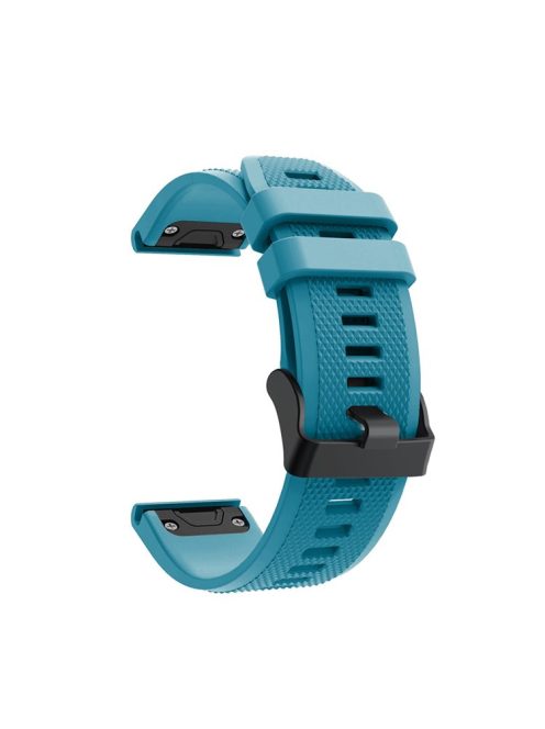 22mm Soft Textured Silicone Watch Band Wrist Bracelet for Garmin Fenix 5 / 5 Plus with Black Buckle - Baby Blue