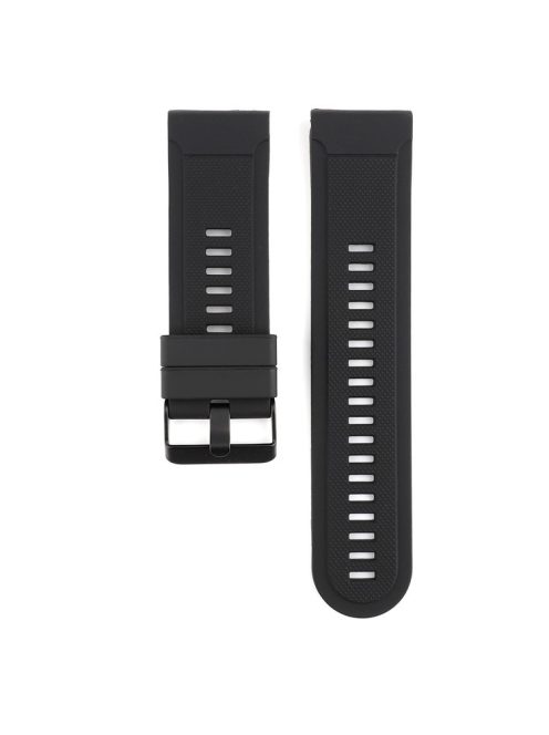 22mm Soft Textured Silicone Watch Band Wrist Bracelet for Garmin Fenix 5 / 5 Plus with Black Buckle - Black