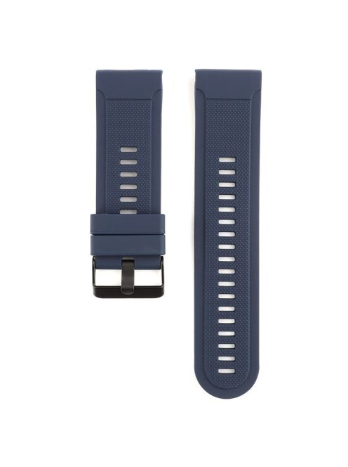 22mm Soft Textured Silicone Watch Band Wrist Bracelet for Garmin Fenix 5 / 5 Plus with Black Buckle - Dark Blue