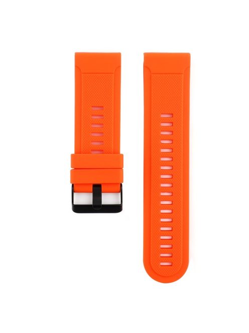 22mm Soft Textured Silicone Watch Band Wrist Bracelet for Garmin Fenix 5 / 5 Plus with Black Buckle - Orange