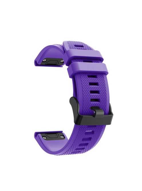 22mm Soft Textured Silicone Watch Band Wrist Bracelet for Garmin Fenix 5 / 5 Plus with Black Buckle - Purple