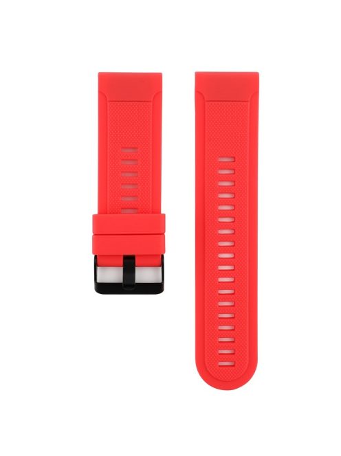 22mm Soft Textured Silicone Watch Band Wrist Bracelet for Garmin Fenix 5 / 5 Plus with Black Buckle - Red