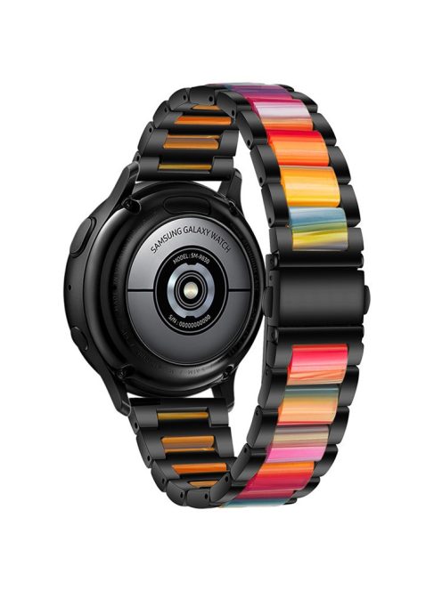 22mm Three Beads Wristband Strap Stainless Steel Fashion Sleek Resin Bracelet for Huawei Watch 3 / 3 Pro / Samsung Galaxy Watch 3 45mm / 46mm / Garmin Venu 2 - Black/Rainbow