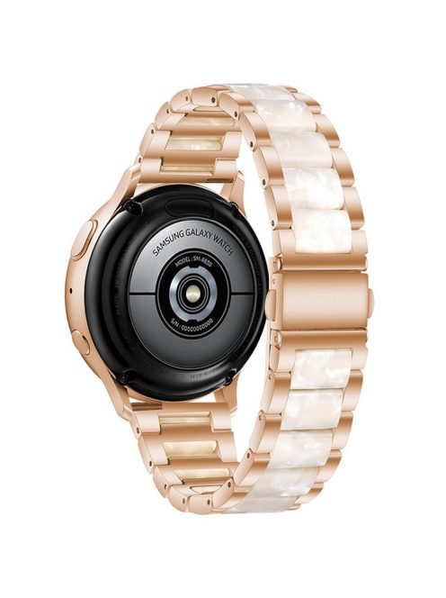 22mm Three Beads Wristband Strap Stainless Steel Fashion Sleek Resin Bracelet for Huawei Watch 3 / 3 Pro / Samsung Galaxy Watch 3 45mm / 46mm / Garmin Venu 2 - Rose Gold/Pearl White