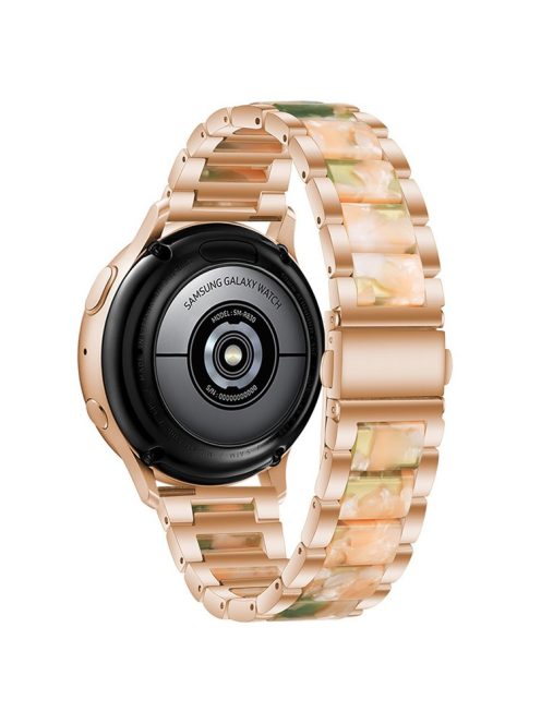 22mm Three Beads Wristband Strap Stainless Steel Fashion Sleek Resin Bracelet for Huawei Watch 3 / 3 Pro / Samsung Galaxy Watch 3 45mm / 46mm / Garmin Venu 2 - Rose Gold/Pink Green