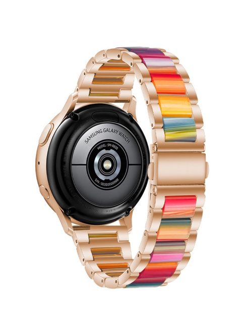 22mm Three Beads Wristband Strap Stainless Steel Fashion Sleek Resin Bracelet for Huawei Watch 3 / 3 Pro / Samsung Galaxy Watch 3 45mm / 46mm / Garmin Venu 2 - Rose Gold/Rainbow