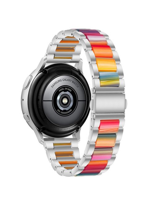 22mm Three Beads Wristband Strap Stainless Steel Fashion Sleek Resin Bracelet for Huawei Watch 3 / 3 Pro / Samsung Galaxy Watch 3 45mm / 46mm / Garmin Venu 2 - Silver/Rainbow