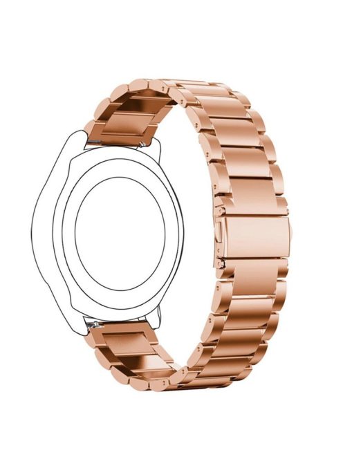 22mm Universal Classic Stainless Steel Watchband Wrist Strap for Samsung Gear S3 Frontier/Garmin Active Etc - Rose Gold