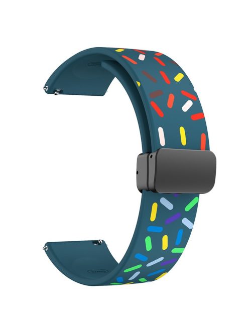 22mm Watch Band for Garmin Forerunner 265 / 255 / Vivoactive 4 / Venu 2 , Dot Pattern Silicone Strap with Black Magnetic Buckle - Blackish Green Rainbow