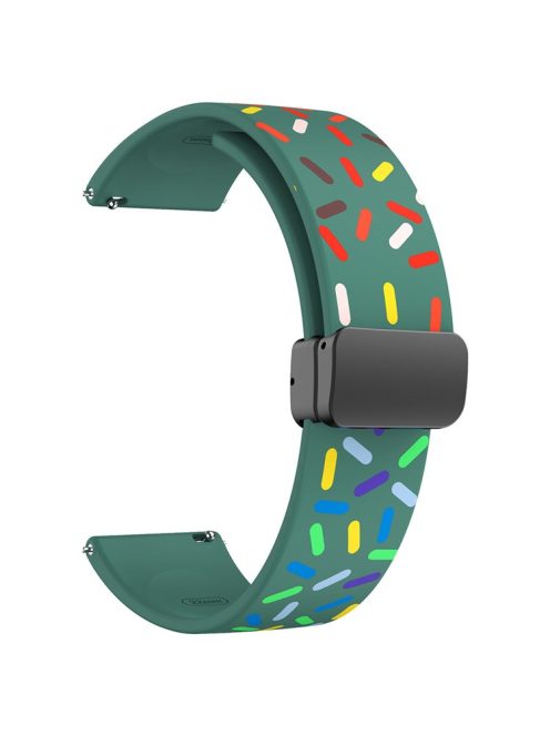 22mm Watch Band for Garmin Forerunner 265 / 255 / Vivoactive 4 / Venu 2 , Dot Pattern Silicone Strap with Black Magnetic Buckle - Green Rainbow