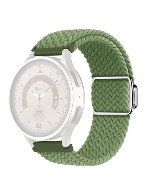 22mm Watch Band for Garmin Forerunner 265 / 255 / Vivoactive 4 / Venu 2 , Nylon Braided Strap with Magnetic Folding Buckle - Cactus Green