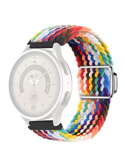 22mm Watch Band for Garmin Forerunner 265 / 255 / Vivoactive 4 / Venu 2 , Nylon Braided Strap with Magnetic Folding Buckle - Official Rainbow