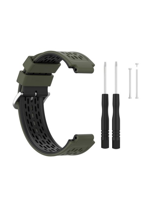 24MM Dual-layer Soft Silicone Watch Band Strap Replacement for Garmin Forerunner220 230 235 620 630 735 - Army Green/Black