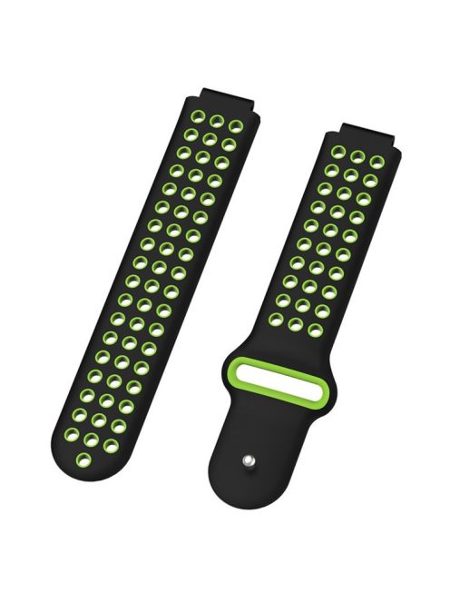 26mm Dual-colors Silicone Watch Strap Band for Garmin Forerunner 735XT/220/230/235/620/630 - Black/Green