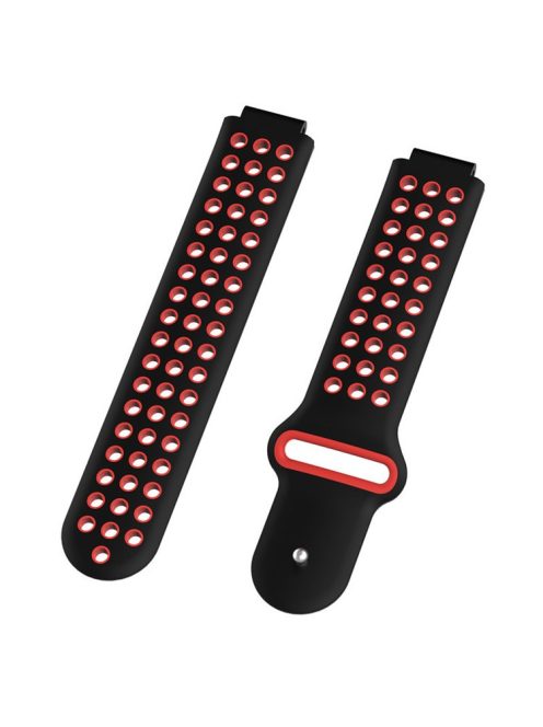 26mm Dual-colors Silicone Watch Strap Band for Garmin Forerunner 735XT/220/230/235/620/630 - Black/Red