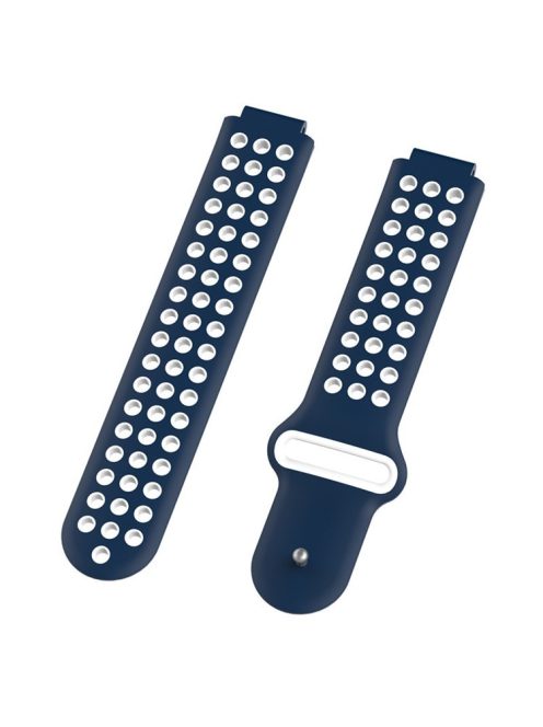 26mm Dual-colors Silicone Watch Strap Band for Garmin Forerunner 735XT/220/230/235/620/630 - Dark Blue/White